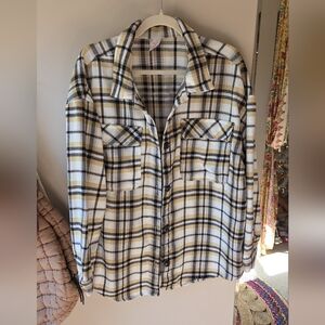 No Boundaries Plaid Shackett Jacket - Black, Yellow, and White